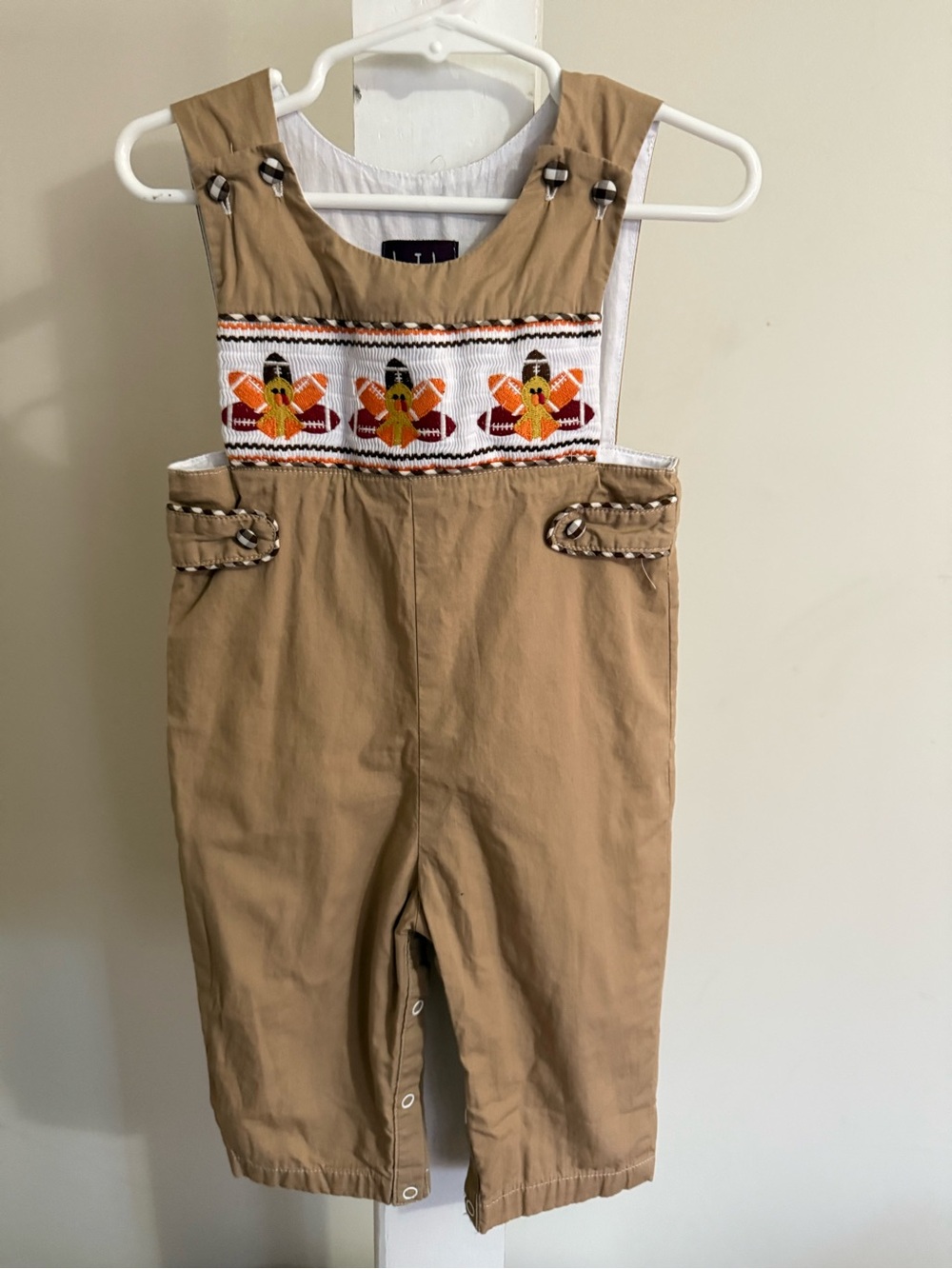 Lil Cactus Smocked Football Turkey Longalls